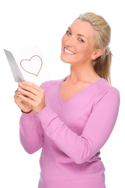 Vrouw met liefdesbrief — Stockfoto