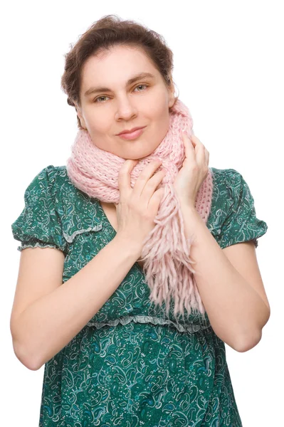 Frau mit Schal — Stockfoto