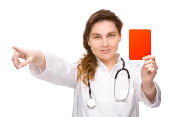 Doctor with red card — Stock Photo, Image