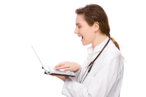 Läkare med bärbar dator — Stockfoto
