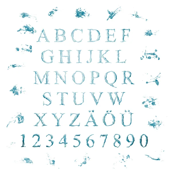 Alfabeto con letras de agua — Foto de Stock