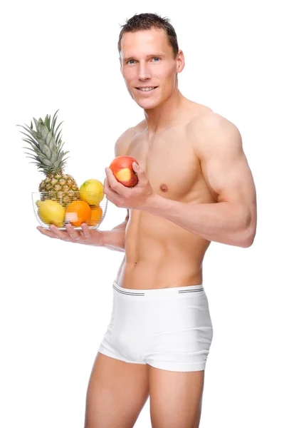 Adam meyve ile — Stok fotoğraf