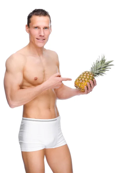 Hombre con frutas — Foto de Stock