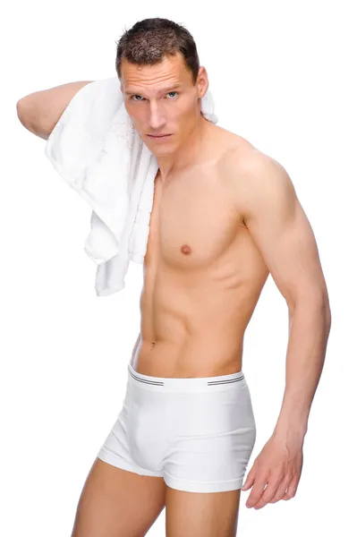 Leende ung man med underkläder — Stockfoto