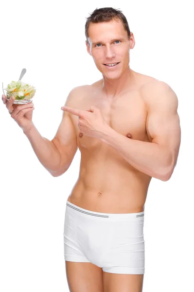 Man with salad — Stock Photo, Image