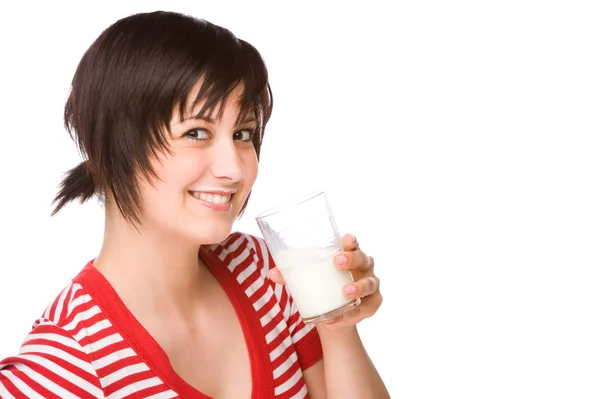 Woman with milk — Stock Photo, Image