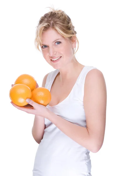 Woman with orange Stock Photo