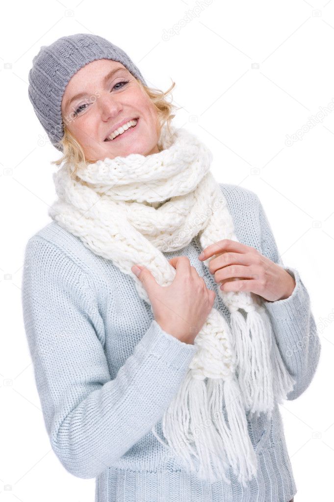 Woman with cap and muffler