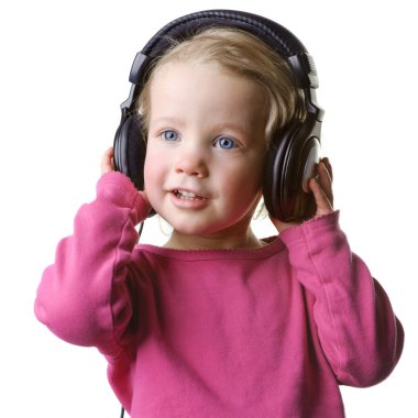 Child with headset clipart