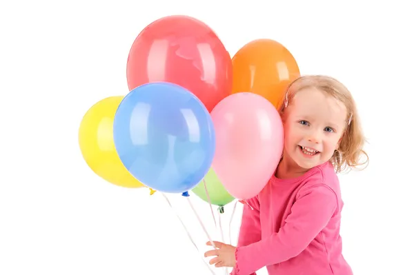Pige med balloner - Stock-foto