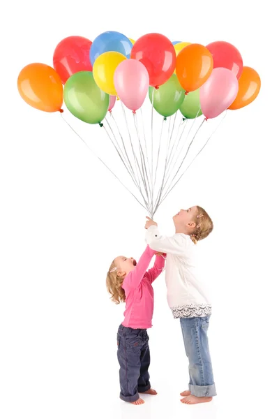 Flickor med ballonger — Stockfoto