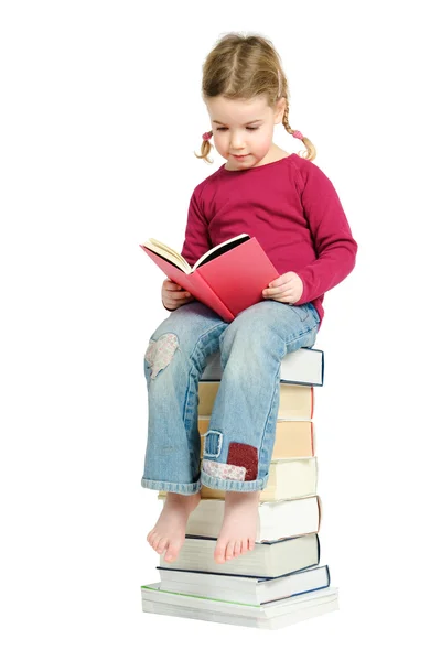 Dívka s knihami — Stock fotografie