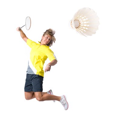 Woman playing badminton clipart