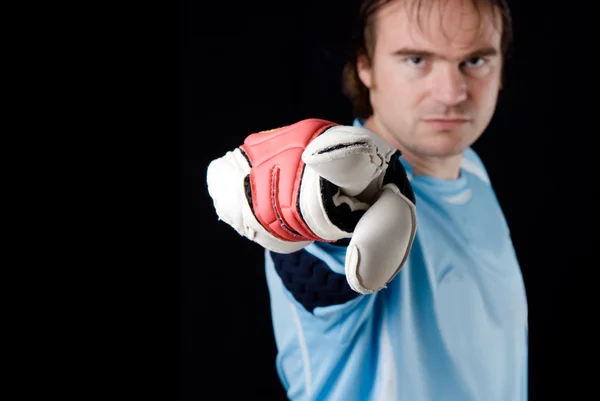 Goalkeeper in action — Stock Photo, Image