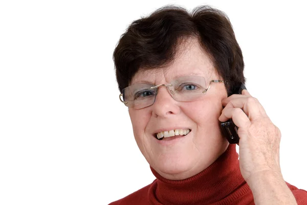 Senior vrouw met cellphone — Stockfoto