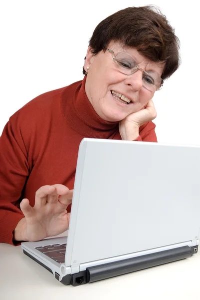 Senior woman with a notebook — Stock Photo, Image