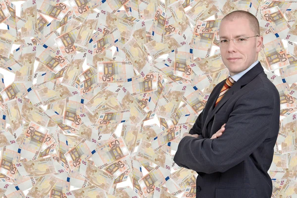 Businessman with euro bills — Stock Photo, Image