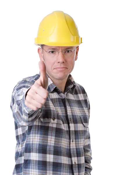Bauarbeiter mit erhobenem Daumen — Stockfoto