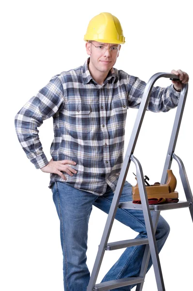 Carftsman on ladder — Stock Photo, Image