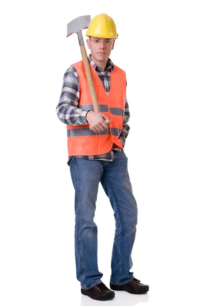 Construction worker with a spate — Stock Photo, Image