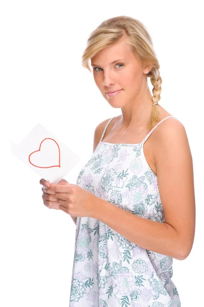 Žena s milostný dopis — Stock fotografie