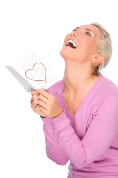 Mujer con carta de amor — Foto de Stock