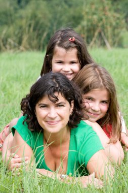 Mother with daughters clipart