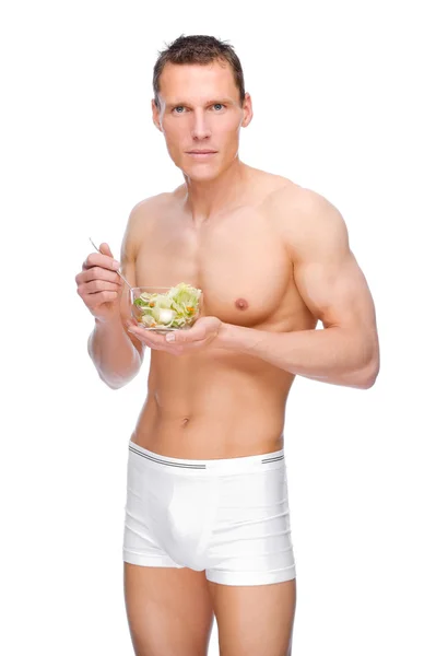 Muž se salátem — Stock fotografie
