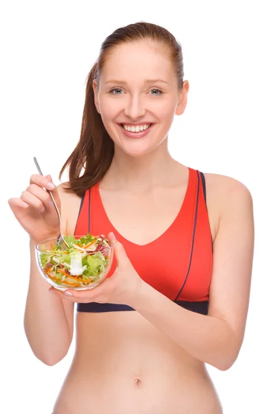 Женщина с салатом — стоковое фото