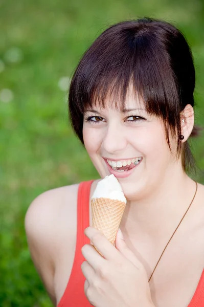 Young woman with some ice — Stock Photo, Image