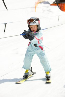 Girl in ski lift clipart