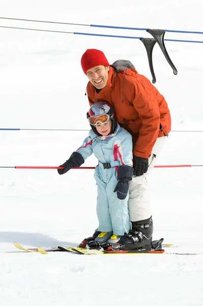 Family skiing — Stock Photo, Image