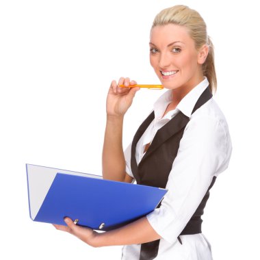 Woman with folder clipart