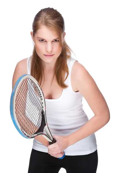 Жінка з тенісною ракеткою — стокове фото