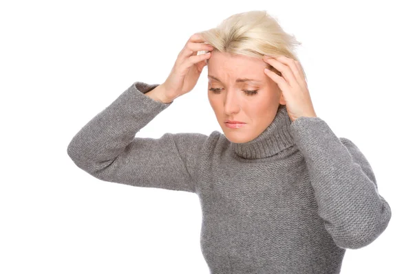 Mujer con dolor de cabeza — Foto de Stock