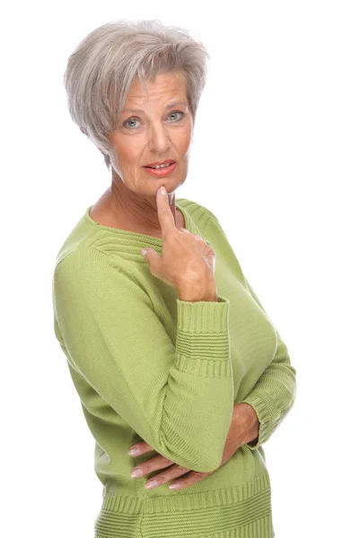 Tänkande äldre kvinna — Stockfoto