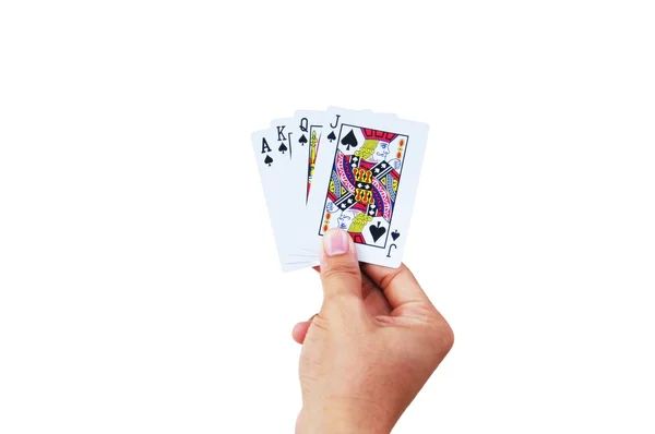 Speelkaarten in de hand — Stockfoto