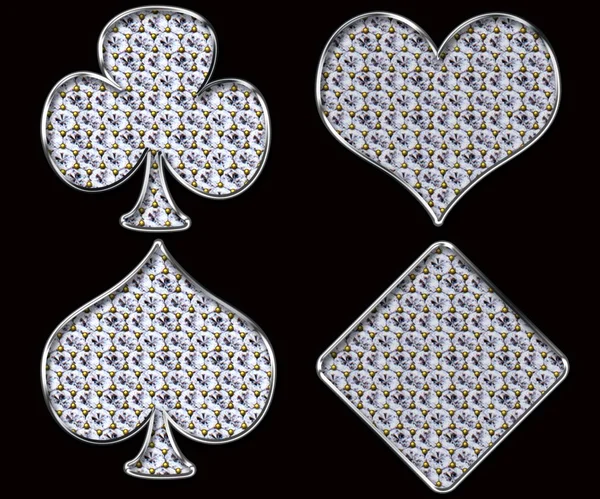 Trajes de tarjeta en forma de diamante con marco dorado —  Fotos de Stock