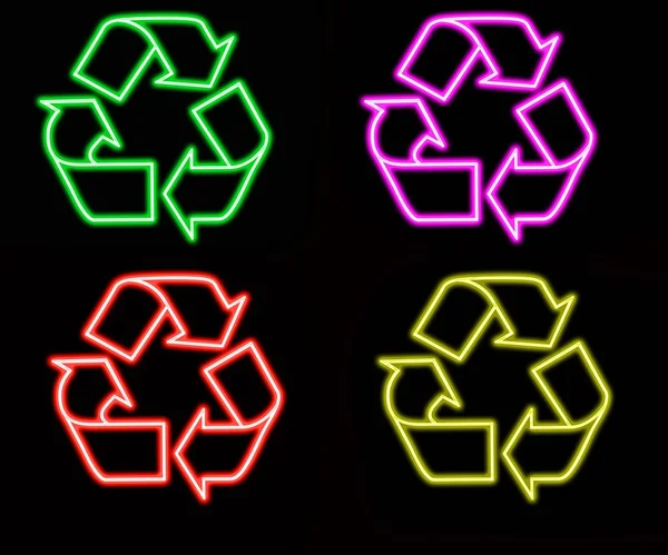 Sinal de reciclagem de néon — Fotografia de Stock