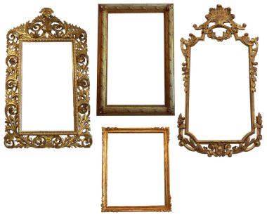 Gold Empty Oval and Square Picure Frames clipart