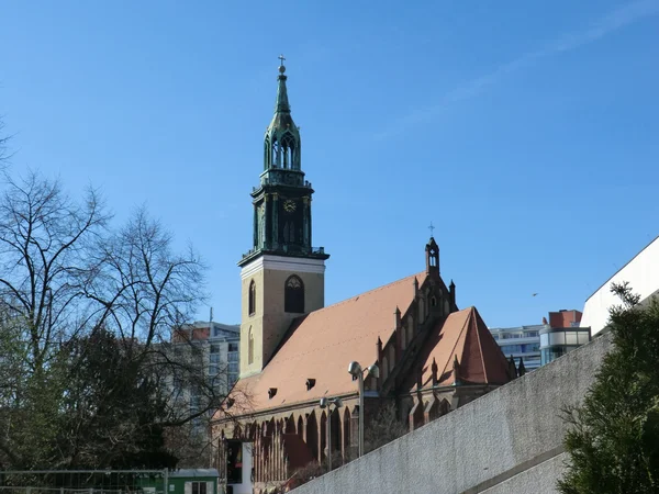 テレビ塔からベルリン - アレクサンダープラッツ - マリーエン教会 — ストック写真