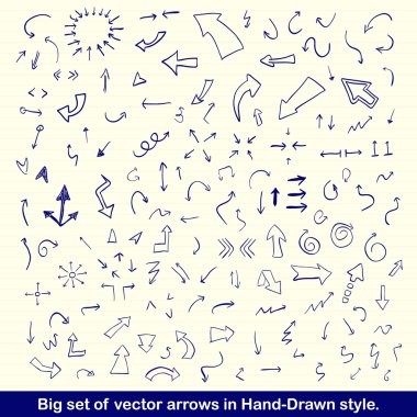 Blue hand drawn arrows set clipart