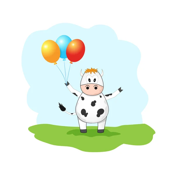 stock vector Cute vector cow with balloons