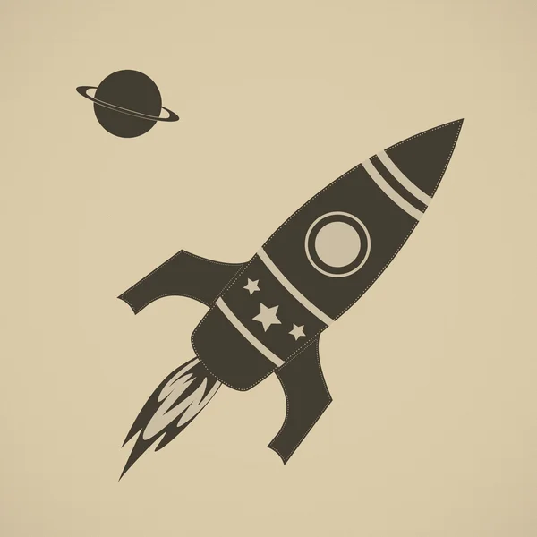 Винтажная ракета в космосе Стоковая Иллюстрация