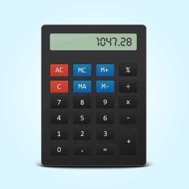 Vector pocket calculator isolated on blue clipart