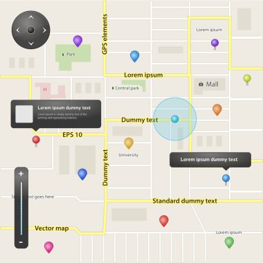 GPS navigation set of vector elements clipart