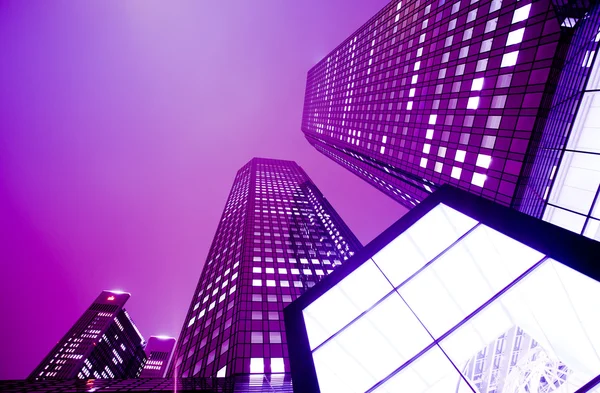 Modern offices in Frankfurt at night — Stock Photo, Image