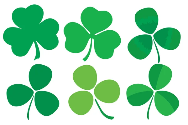Set of six stylized clovers — Stock Vector