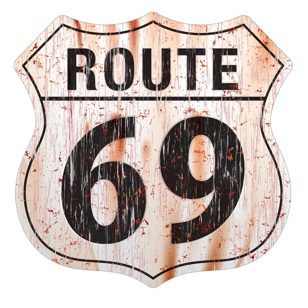 Route 69 Grunge-Schild — Stockvektor