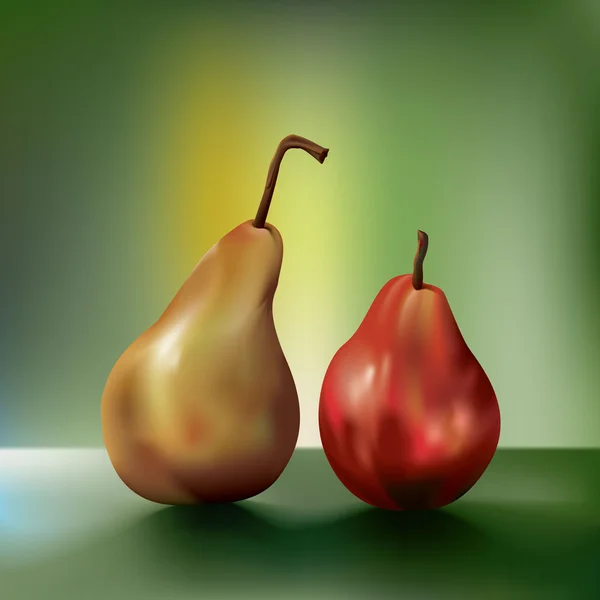 Dramatic oil painting-like two juicy pears sitting side by side. The pear o — Stock Vector